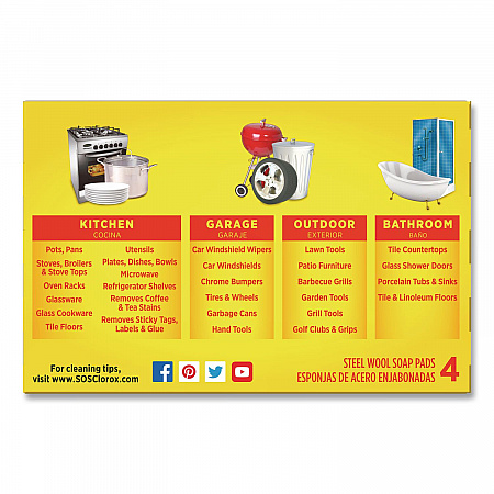 Steel Wool Soap Pads, Steel, 4/Box, 24 Boxes/Carton (98041)