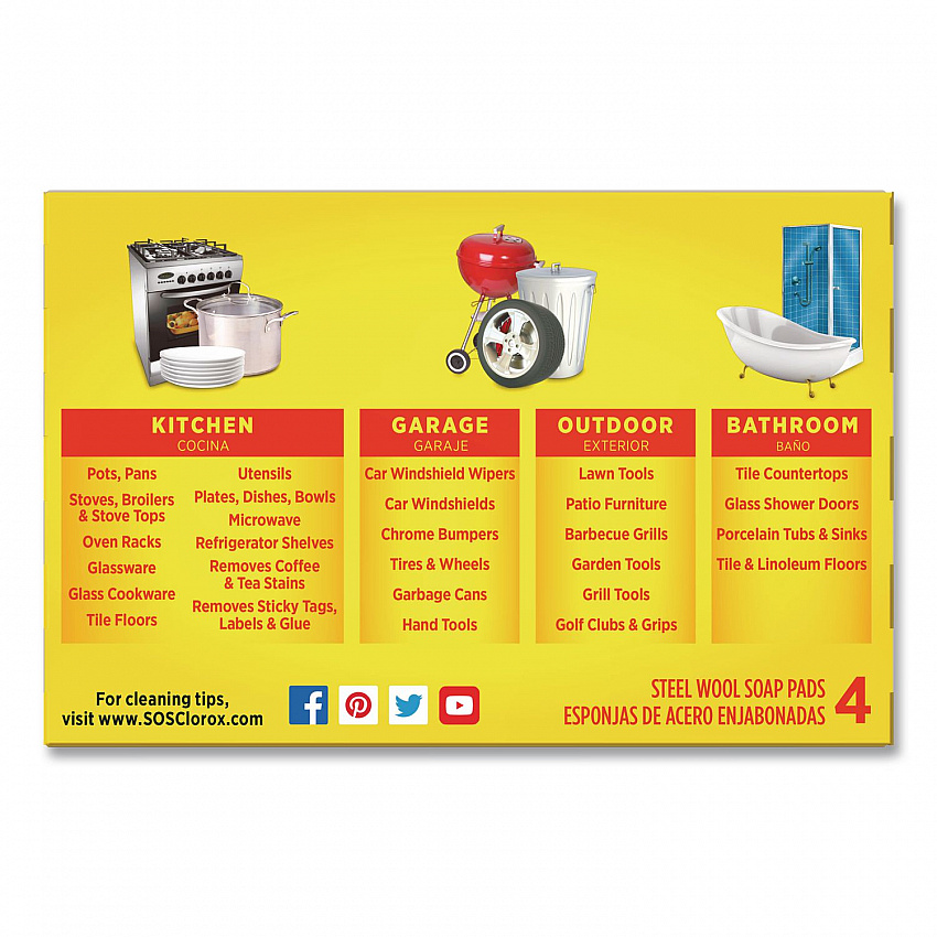 Steel Wool Soap Pads, Steel, 4/Box, 24 Boxes/Carton (98041)