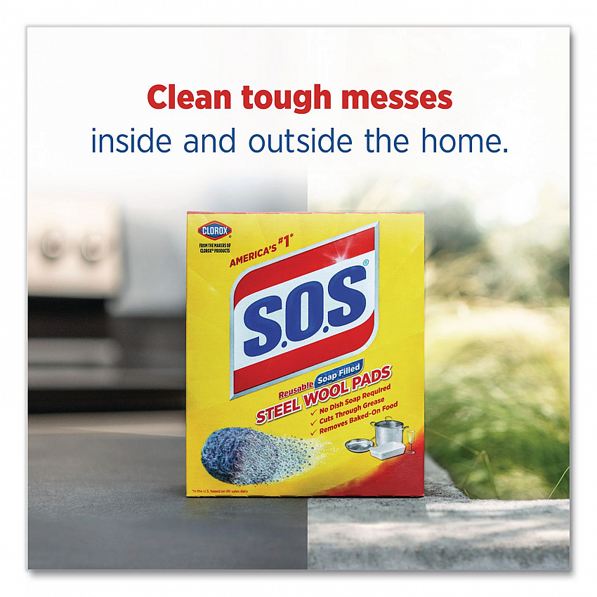 Steel Wool Soap Pads, Steel, 4/Box, 24 Boxes/Carton (98041)