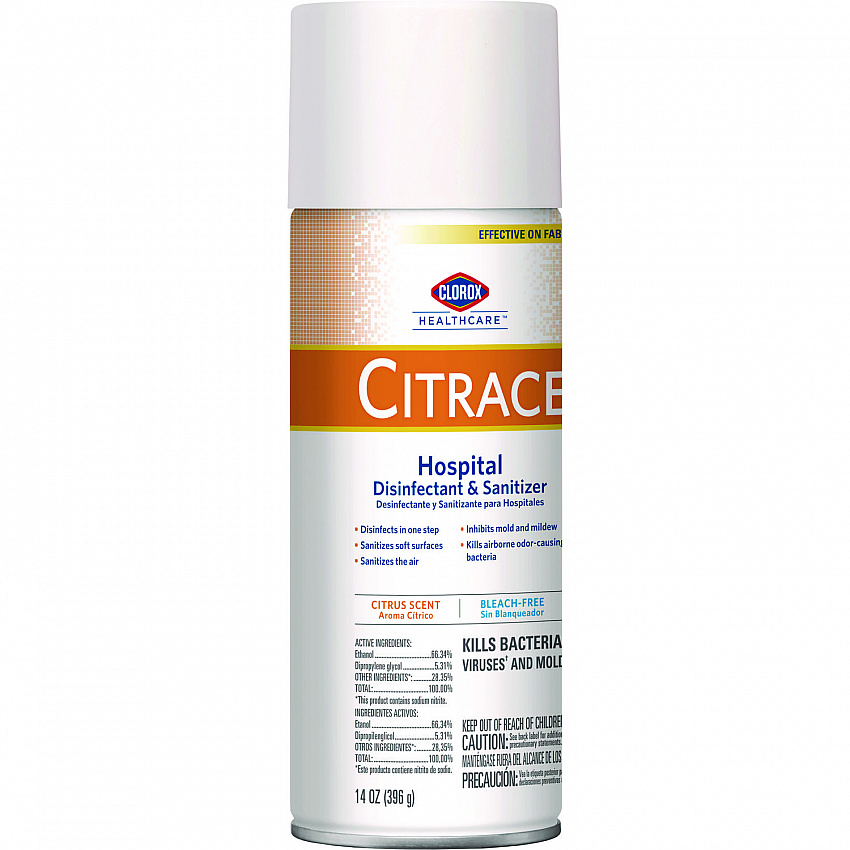 Citrace Hospital Disinfectant and Sanitizer, Citrus Scent, 14 oz Aerosol Spray, 12/Carton (49100)