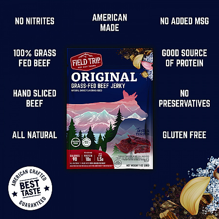 Beef Jerky, Original, 1 oz Bag, 12 Bags/Carton (FLD00503)