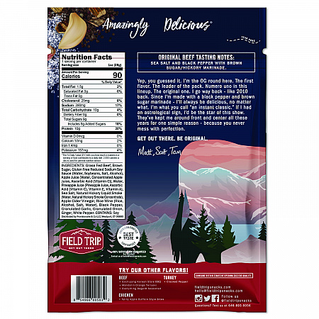 Beef Jerky, Original, 1 oz Bag, 12 Bags/Carton (FLD00503)