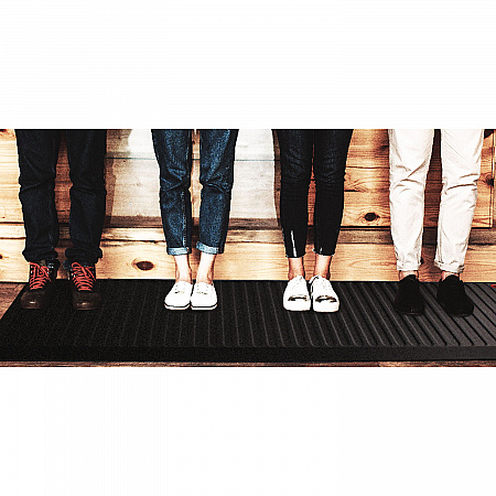 AFS-TEX 6000X Anti-Fatigue Mat, Rectangular, Midnight Black Ribbed Surface, 23