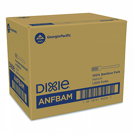 Bamboo Cutlery, Mediumweight Fork, Paper, Light Golden, 100/Pack, 10 Packs/Carton (ANFBAM)