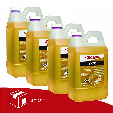 pH7Q FastDraw Neutral Disinfectant, Pleasant Lemon Scent, 2 L Bottle, 4/Carton (3164700)
