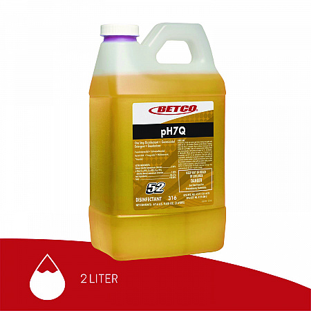 pH7Q FastDraw Neutral Disinfectant, Pleasant Lemon Scent, 2 L Bottle, 4/Carton (3164700)