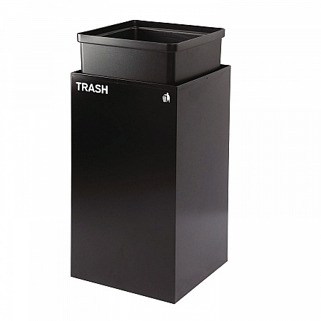 29 Gallon Trash/Recycling Cans, Steel, Blue Recycling Can with Square Lid, Black Trash Can with Square Lid (4450BLKKIT1)