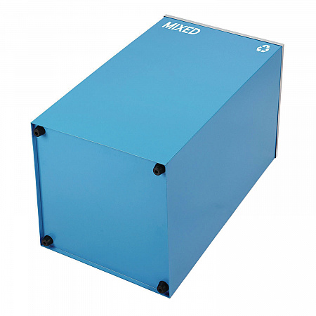 29 Gallon Trash/Recycling Cans, Steel, Blue Mixed Recycling Can with Square Lid, Black Trash Can with Square Lid (4450BLKKIT2)