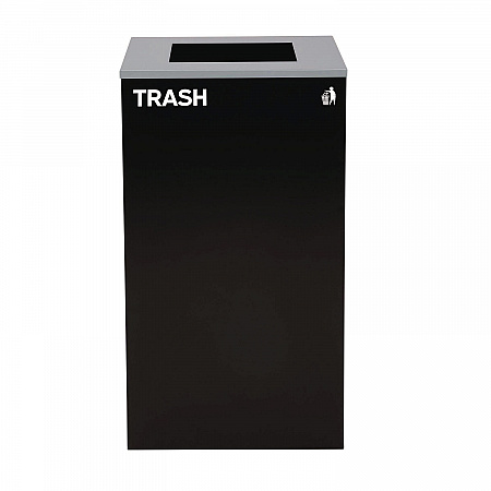 29 Gallon Trash/Recycling Cans, Steel, Blue Recycling with Mixed Lid, Black Trash Can with Square Lid (4450BLKKIT4)