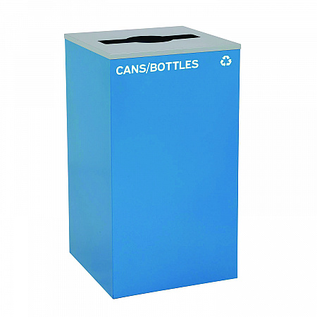 29 Gallon Trash/Recycling Cans, Steel, Blue Cans/Bottles Recycling with Mixed Lid, Black Trash Can with Square Lid (4450BLKKIT5)