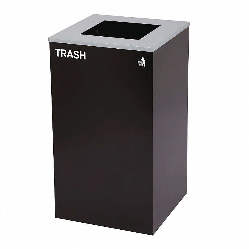 29 Gallon Trash/Recycling Cans, Steel, Blue Recycling with Circle Lid, Black Trash Can with Square Lid (4450BLKKIT6)