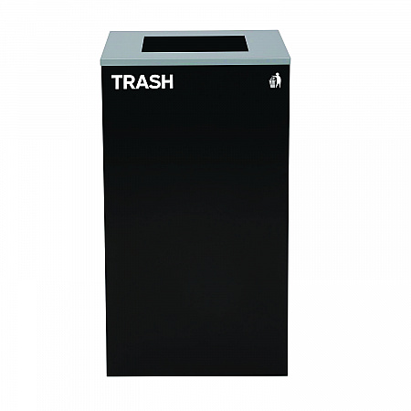 29 Gallon Trash/Recycling Cans, Steel, Blue Cans/Bottles Recycling with Circle Lid, Black Trash Can with Square Lid (4450BLKKIT7)