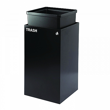 29 Gallon Trash/Recycling Cans, Steel, Blue Cans/Bottles Recycling with Circle Lid, Black Trash Can with Square Lid (4450BLKKIT7)