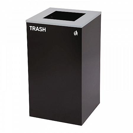 29 Gallon Trash/Recycling Cans, Steel, Green Recycling Can with Square Lid, Black Trash Can with Square Lid (4450BLKKIT8)