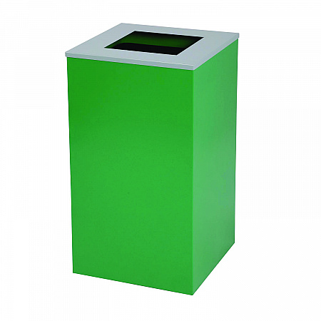 29 Gallon Trash/Recycling Cans, Steel, Green Recycling Can with Square Lid, Black Trash Can with Square Lid (4450BLKKIT8)