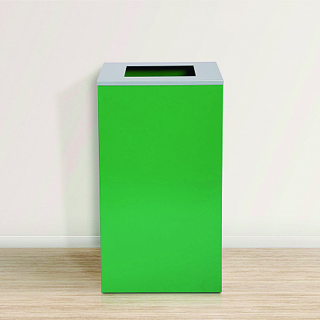 29 Gallon Trash/Recycling Cans, Steel, Green Recycling Can with Square Lid, Black Trash Can with Square Lid (4450BLKKIT8)