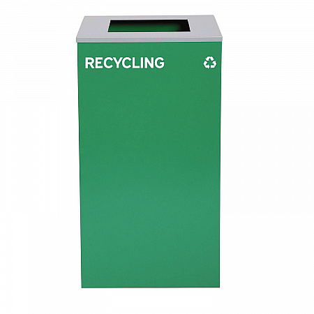 29 Gallon Trash/Recycling Cans, Steel, Green Recycling Can with Square Lid, Black Trash Can with Square Lid (4450BLKKIT8)
