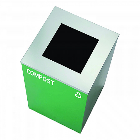 29 Gallon Trash/Recycling Cans, Steel, Green Compost Can with Square Lid, Black Trash Can with Square Lid (4450BLKKIT9)