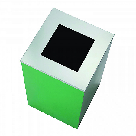 29 Gallon Trash/Recycling Cans, Steel, Green Mixed Recycling Can with Square Lid, Black Trash Can with Square Lid (4450BLKKIT10)