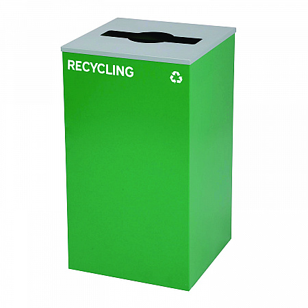 29 Gallon Trash/Recycling Cans, Steel, Green Recycling Can with Mixed Lid, Black Trash Can with Square Lid (4450BLKKIT12)