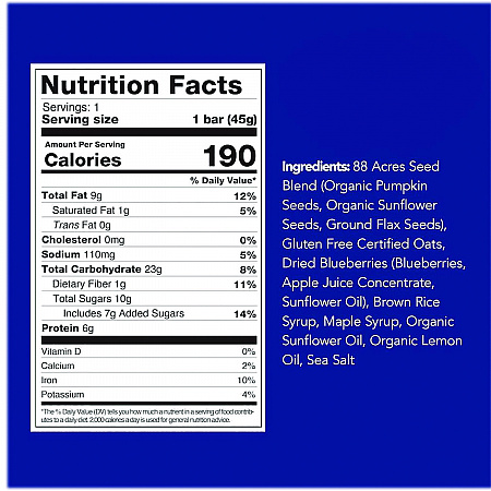 Warm 'N Chewey Gluten-Free Blueberry/Lemon Seed and Oat Bar, 1.6 oz Bar, 9/Box (ACY00592)