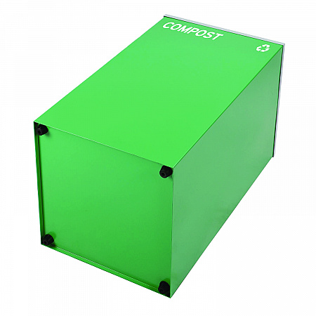 29 Gallon Trash/Recycling Cans, Steel, Blue Cans/Bottles Recycling Can, Green Compost Can, Black Trash Can with Square Lids (4450BLKKIT16)
