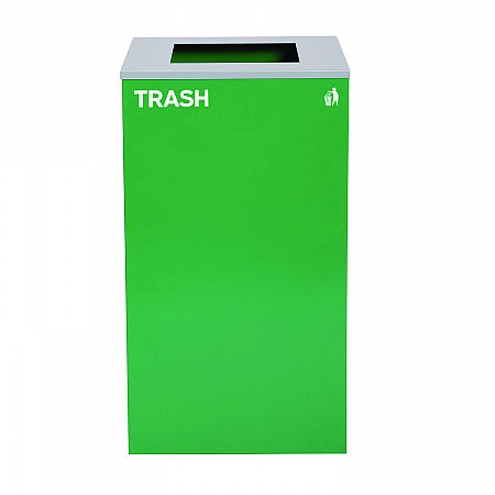 29 Gallon Trash/Recycling Cans, Steel, Blue Recycling Can, Green Recycling Can, Black Trash Can with Square Lids (4450BLKKIT17)