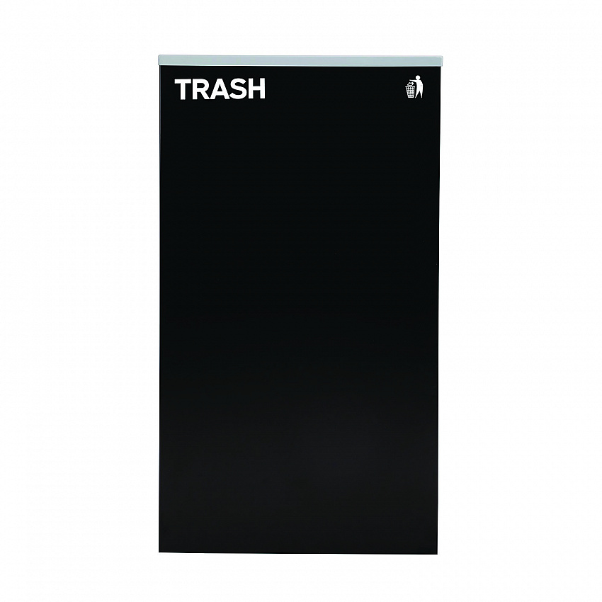 29 Gallon Trash/Recycling Cans, Steel, Blue Cans/Bottles Recycling Can w/Mixed Lid, Green Compost and Black Trash w/Sq Lid (4450BLKKIT20)