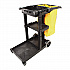 Janitorial Cart, Plastic, 3 Shelves, 1 Bin, 20.5