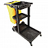 Janitorial Cart, Plastic, 3 Shelves, 1 Bin, 20.5