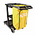 Janitorial Cart, Plastic, 3 Shelves, 1 Bin, 20.5