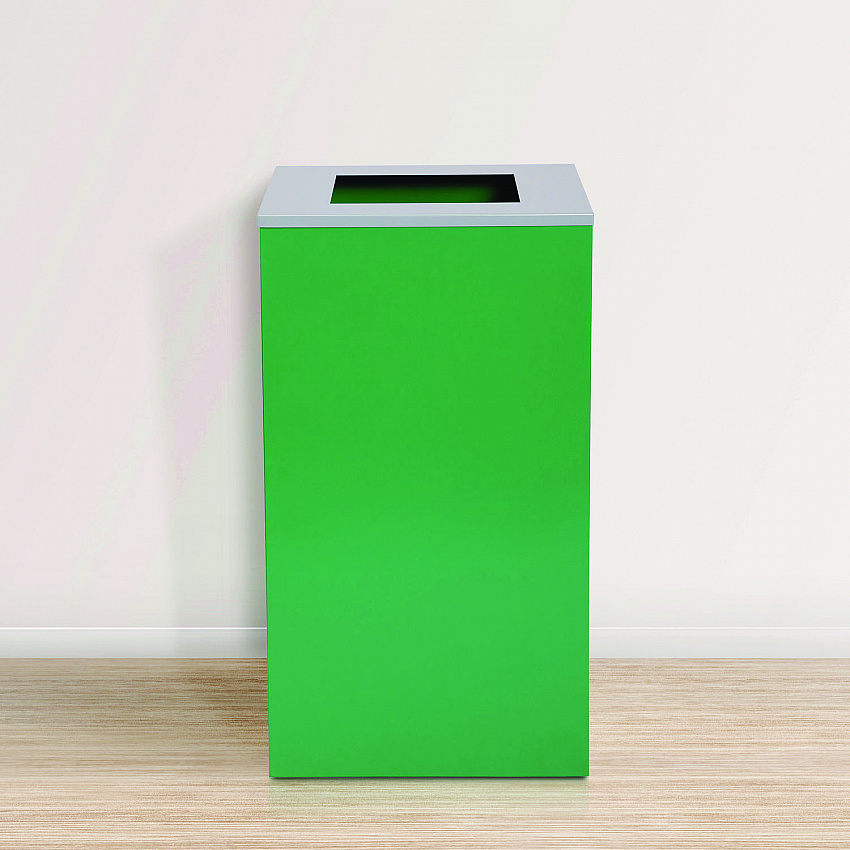 29 Gallon Trash/Recycling Cans, Steel, Green Can with Square Lid (4450KITGRNS)