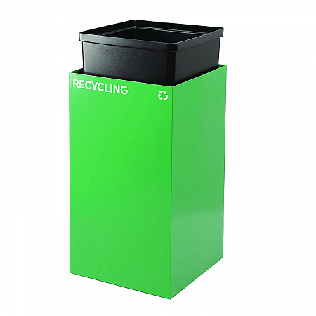 29 Gallon Trash/Recycling Cans, Steel, Green Recycling Can with Mixed Lid (4450KITGRNMR)