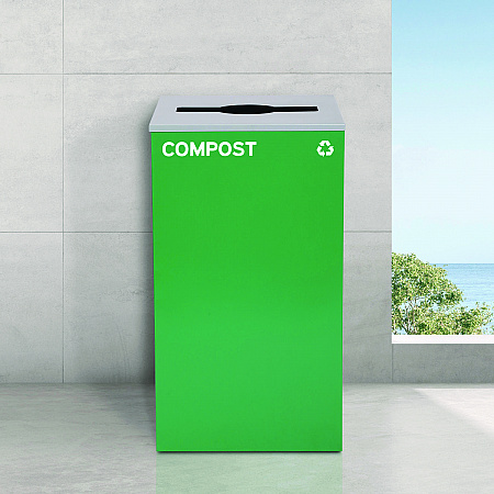 29 Gallon Trash/Recycling Cans, Steel, Green Compost Can with Mixed Lid (4450KITGRNMC)