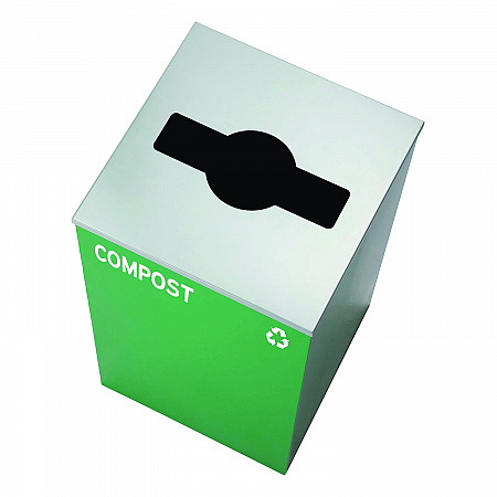 29 Gallon Trash/Recycling Cans, Steel, Green Compost Can with Mixed Lid (4450KITGRNMC)