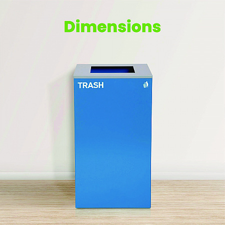 29 Gallon Trash/Recycling Cans, Steel, Blue Trash Can with Square Lid (4450KITBLUST)