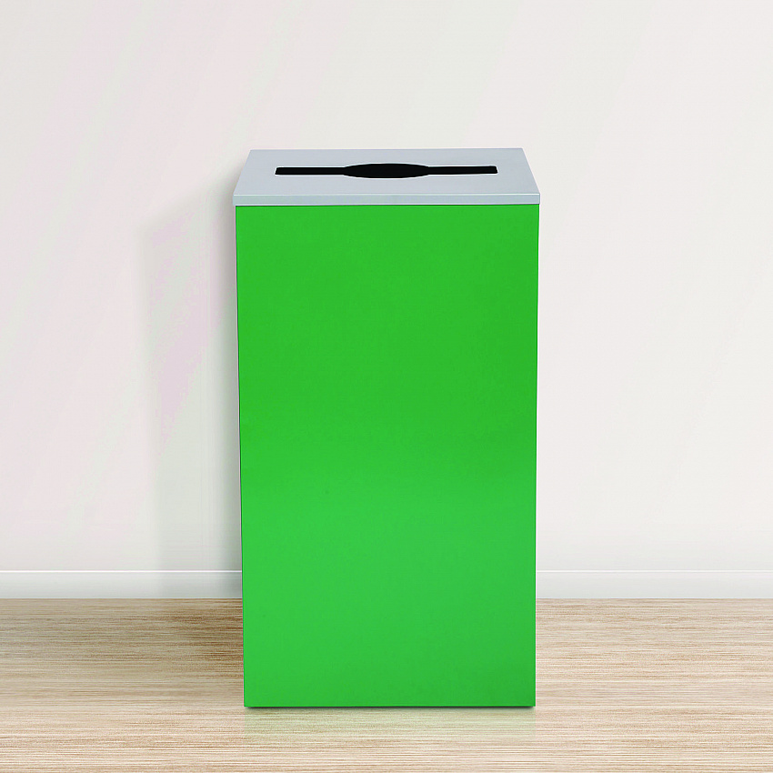 29 Gallon Trash/Recycling Cans, Steel, Green Can with Mixed Lid (4450KITGRNM)