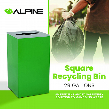 29 Gallon Trash/Recycling Cans, Steel, Green Can with Mixed Lid (4450KITGRNM)