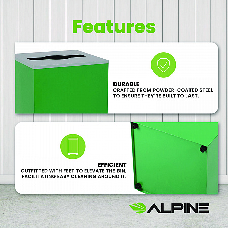 29 Gallon Trash/Recycling Cans, Steel, Green Can with Mixed Lid (4450KITGRNM)