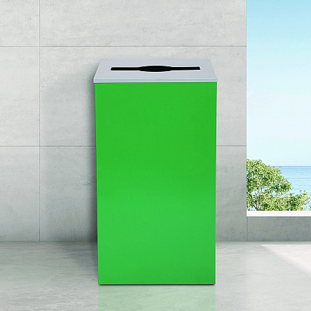 29 Gallon Trash/Recycling Cans, Steel, Green Can with Mixed Lid (4450KITGRNM)