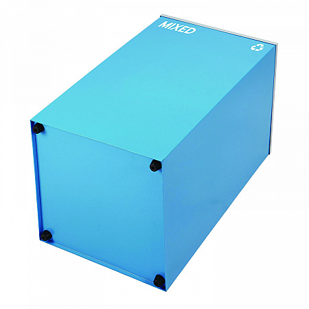 29 Gallon Trash/Recycling Cans, Steel, Blue Mixed Recycling Can with Square Lid (4450KITBLUSM)