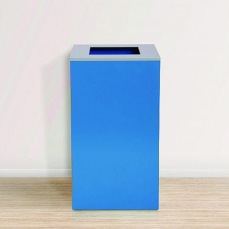 29 Gallon Trash/Recycling Cans, Steel, Blue Can with Square Lid (4450KITBLUS)