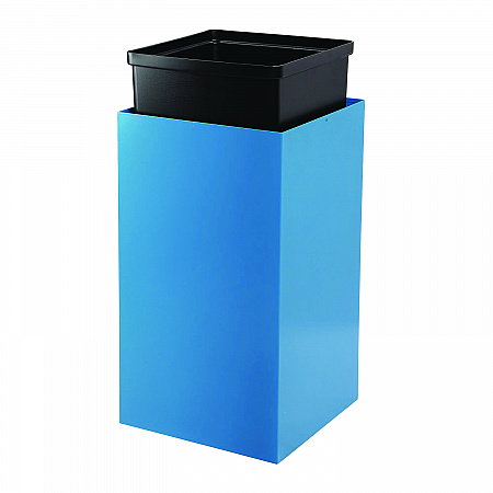 29 Gallon Trash/Recycling Cans, Steel, Blue Can with Square Lid (4450KITBLUS)