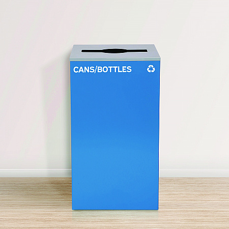29 Gallon Trash/Recycling Cans, Steel, Blue Cans/Bottles Recycling Can with Mixed Lid (4450KITBLUMC)