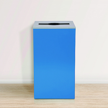 29 Gallon Trash/Recycling Cans, Steel, Blue Can with Mixed Lid (4450KITBLUM)