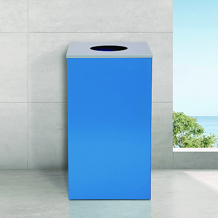 29 Gallon Trash/Recycling Cans, Steel, Blue Can with Circle Lid (4450KITBLUC)