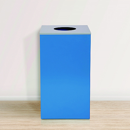 29 Gallon Trash/Recycling Cans, Steel, Blue Can with Circle Lid (4450KITBLUC)