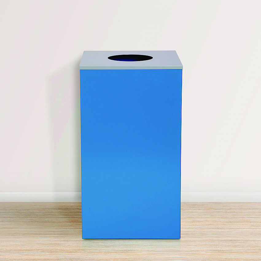 29 Gallon Trash/Recycling Cans, Steel, Blue Can with Circle Lid (4450KITBLUC)