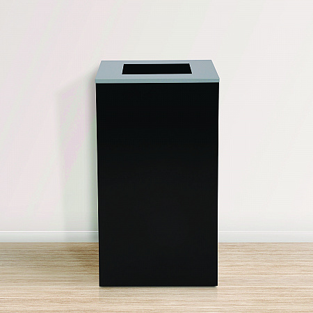 29 Gallon Trash/Recycling Cans, Steel, Black Can with Square Lid (4450KITBLKS)