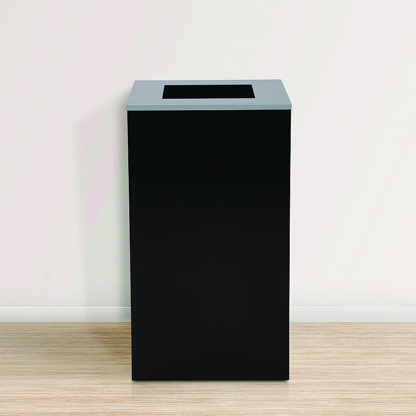 29 Gallon Trash/Recycling Cans, Steel, Black Can with Square Lid (4450KITBLKS)